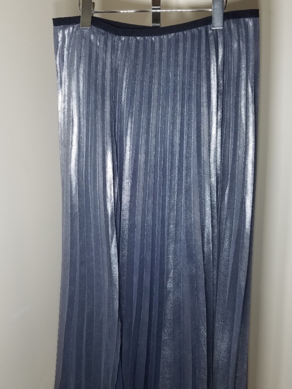 Peserico silvery blue pleated midi skirt with high slits
